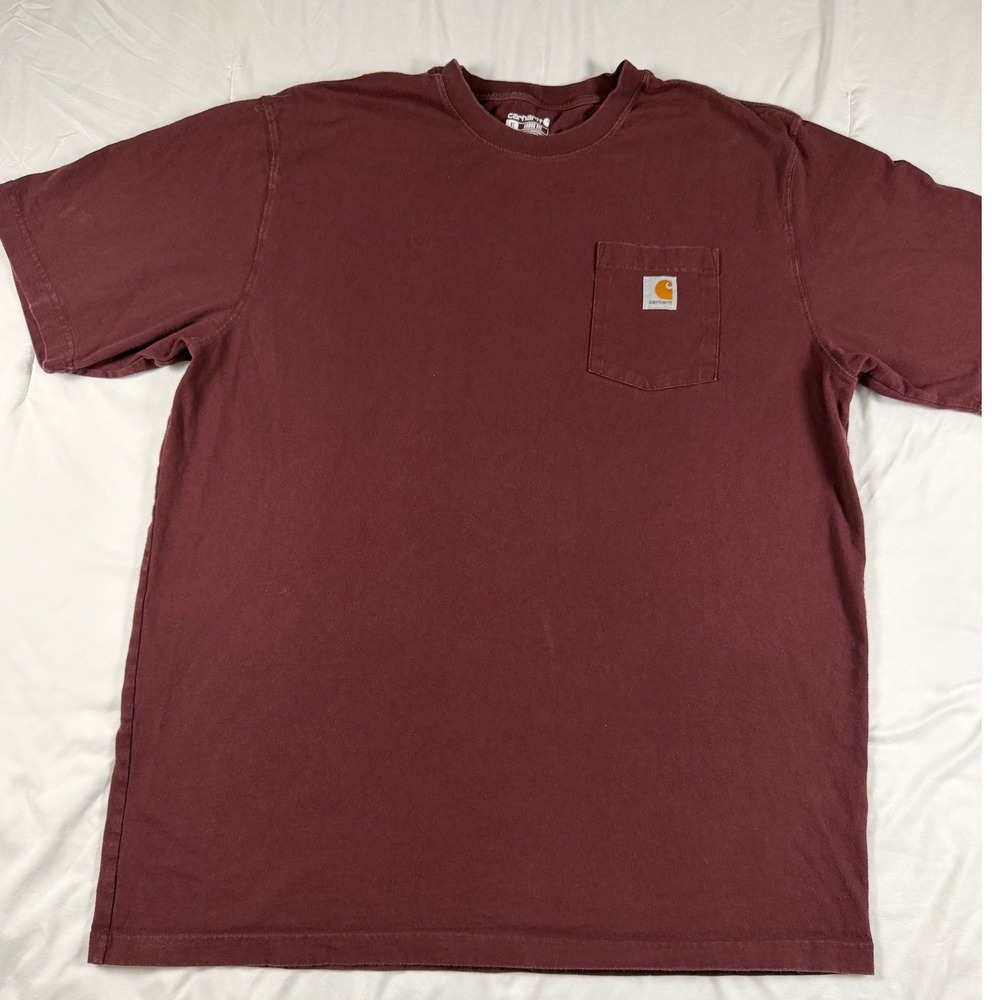 Carhartt XLT K87 Mens Maroon Loose Fit Heavyweight Pocket Tee Gorpcore Workwear
